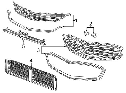 2016 Chevy Malibu Grille Assembly, Front *Less Finish Diagram for 84159846