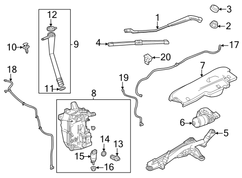 2024 Chevy Trax Wiper & Washer Components Diagram 2 - Thumbnail