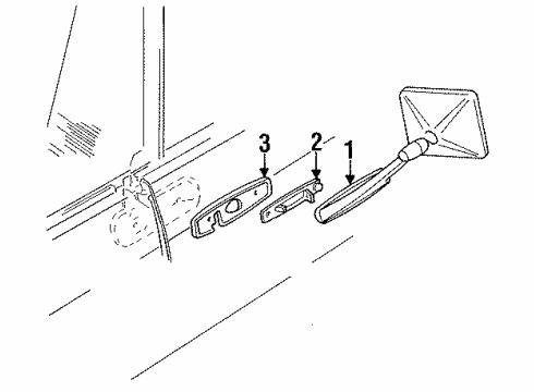 1986 Chevy K20 Gasket,Outside Rear View Mirror Diagram for 9829666