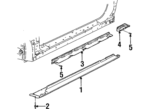 2001 Saturn SC2 Exterior Trim - Pillars, Rocker & Floor Diagram