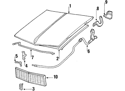 1984 Chevy Chevette Cable Asm,Hood Primary Latch Release Diagram for 14069172