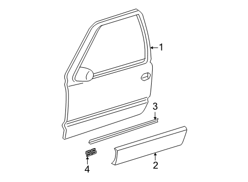 2007 Chevy Silverado 1500 HD Classic Exterior Trim - Front Door Diagram 2 - Thumbnail