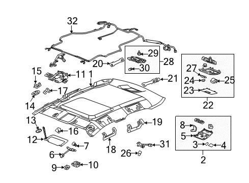 2008 Cadillac STS Handle Assembly, Roof Rail Rear Asst *Light Cashmere Diagram for 15924321