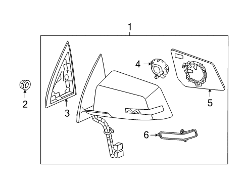 2008 GMC Acadia Mirror Assembly, Outside Rear View *Service Primer Diagram for 25894448