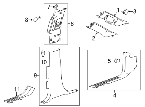 2015 Cadillac Escalade Panel Assembly, Center Pillar Lower Trim *Choccachino Diagram for 23257451