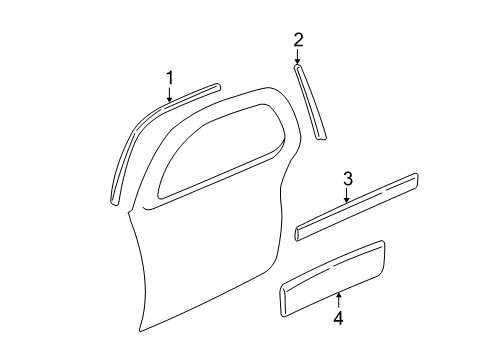 1997 Buick Regal Molding Kit,Rear Side Door Lower Diagram for 88895858