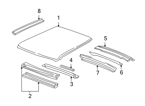 2004 Chevy Avalanche 1500 Roof & Components Diagram