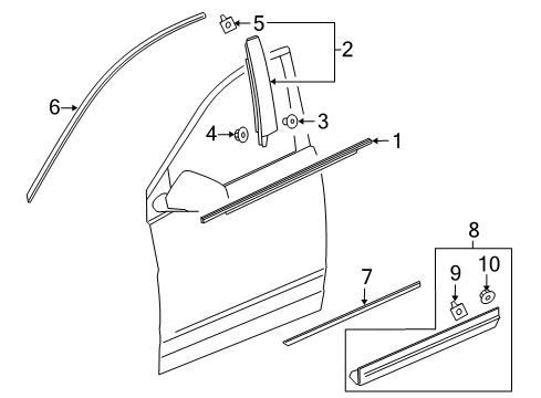 2019 Cadillac XT5 Molding Assembly, Front Side Door Window Belt Reveal Diagram for 84175957