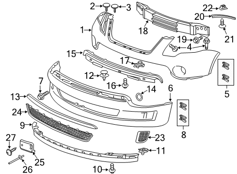 2011 GMC Acadia Strip, Front Bumper Rubber *Chrome Diagram for 10365423