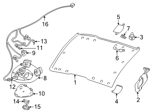 1996 Pontiac Sunfire Panel Assembly, Headlining Trim *Graphite Diagram for 22653548