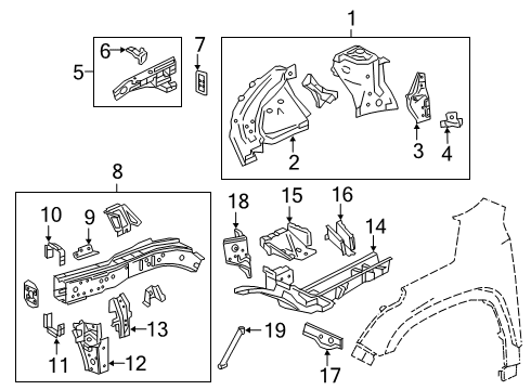 2022 Chevy Blazer Brace Assembly, Front End Sheet Metal Diagram Diagram for 23366471