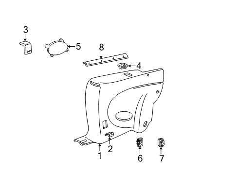 2000 Pontiac Sunfire BRACKET, Rear Quarter Trim Diagram for 12362842