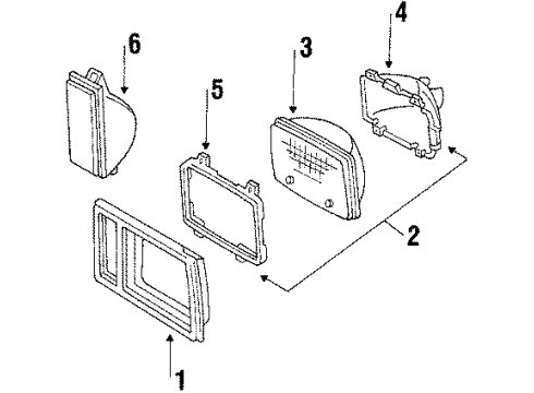 1984 Pontiac Phoenix Headlamp Components, Park Lamps Diagram