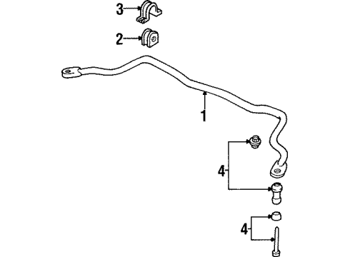 2000 Pontiac Grand Prix Front Suspension, Control Arm, Stabilizer Bar Diagram 1 - Thumbnail