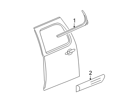 2007 GMC Yukon XL 2500 Molding Assembly, Rear Side Door *"No Color" Diagram for 25991854