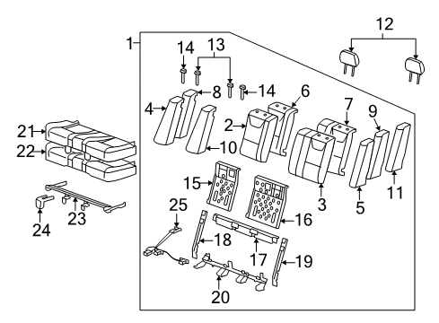 2007 Saturn Aura Pad, Rear Seat Back Side Cushion Diagram for 25802195