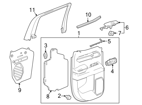 2023 GMC Sierra 1500 TRIM ASM-RR S/D *BLACK Diagram for 85587936