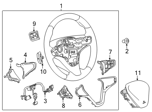 2016 Chevy Cruze Cover, Steering Wheel Switch Opening *Black Diagram for 13434417