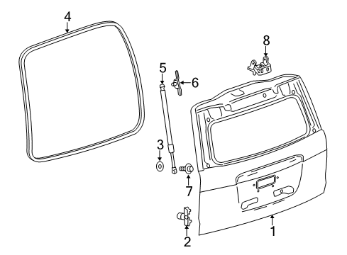 2018 Chevy Tahoe Gate & Hardware Diagram