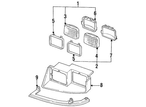 1986 Pontiac Grand Am Molding Assembly, Headlamp Opening Filler Diagram for 10041853