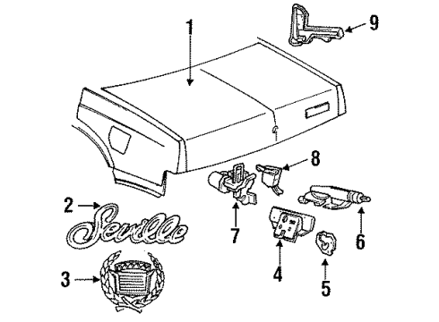 1986 Cadillac Seville Plate Assembly, Name "Seville" Diagram for 20288891