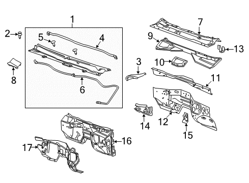 2016 GMC Sierra 1500 Cab Cowl Diagram 2 - Thumbnail