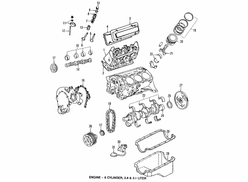 1994 Oldsmobile Cutlass Supreme Engine Parts & Mounts, Timing, Lubrication System Diagram 1 - Thumbnail