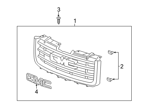 2007 GMC Sierra 3500 HD Clip, Radiator Grille (Service Part Only) Diagram for 15883463