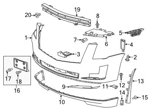 2015 Cadillac Escalade ESV Front Bumper Diagram 1 - Thumbnail