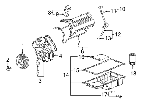 2009 Cadillac XLR Engine Parts & Mounts, Timing, Lubrication System Diagram 3 - Thumbnail