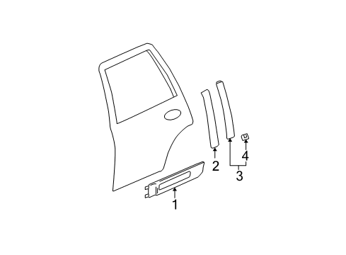 2005 GMC Envoy Applique Asm,Rear Side Door Window Frame Front Diagram for 19351646