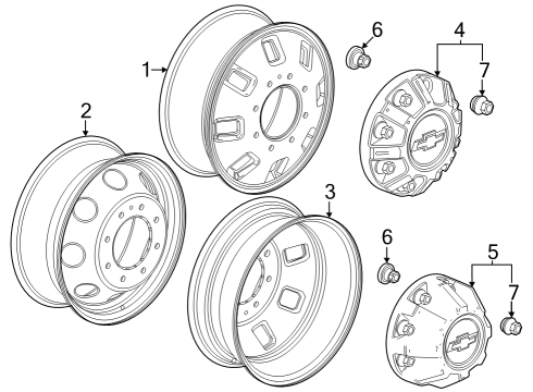 2024 Chevy Silverado 3500 HD WHEEL-FRT-18 X 6.5, J, STEEL, 137MM O/S Diagram for 84830462