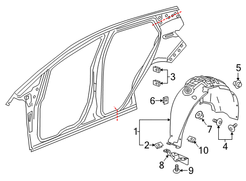 2017 Chevy Bolt EV Deflector Assembly, Rear Tire Front Air *Black Diagram for 95429705