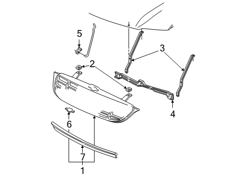 2002 Chevy Venture Grille & Components Diagram