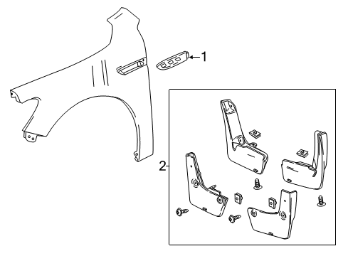 2018 Buick LaCrosse Front and Rear Splash Guards in Quicksilver Metallic Diagram for 26682598