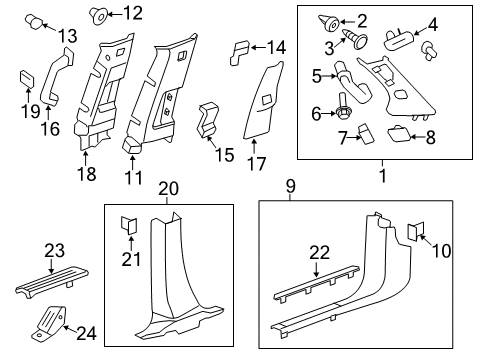 2015 Chevy Traverse Interior Trim - Pillars, Rocker & Floor Diagram