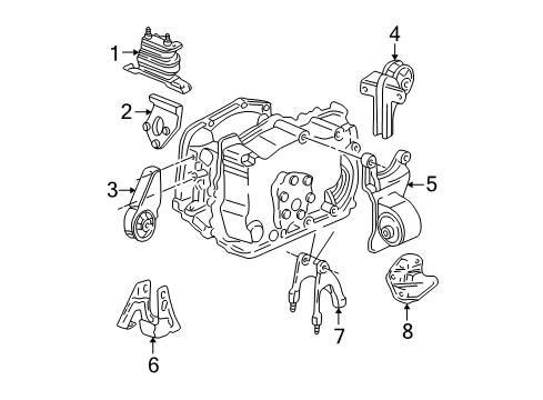 1999 Oldsmobile Alero Engine & Trans Mounting Diagram 2 - Thumbnail