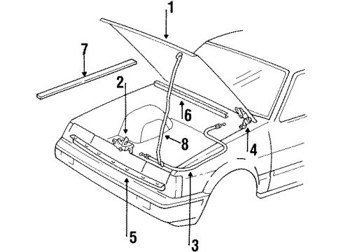 1987 Chevy Nova Latch(Lock),Hood Secondary Catch & Primary Diagram for 94841579