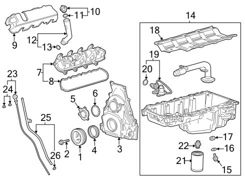 2023 Cadillac Escalade ESV Engine Parts, Valves, Cam & Timing, Shafts, Crank & Bearings Diagram 2 - Thumbnail