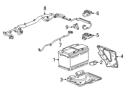 2020 Chevy Suburban Tray Assembly, Body Battery Diagram for 22989633