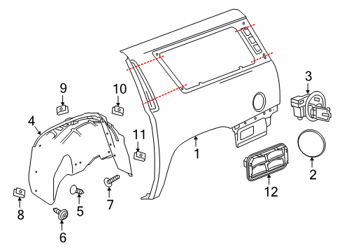 2016 GMC Yukon XL Quarter Panel & Components Diagram