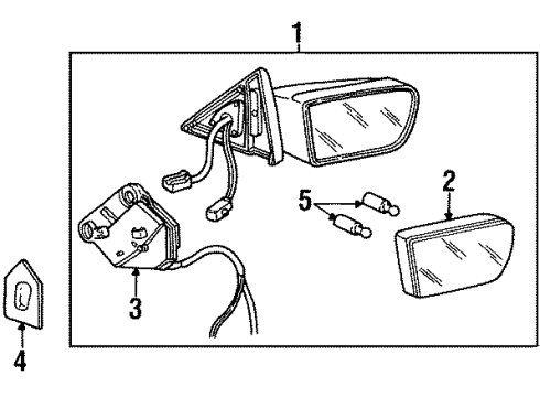 1995 Cadillac Eldorado Mirror Asm,Outside Rear View Diagram for 3636608