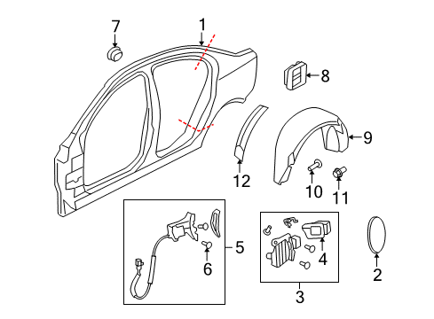 2008 Pontiac G8 Quarter Panel & Components Diagram