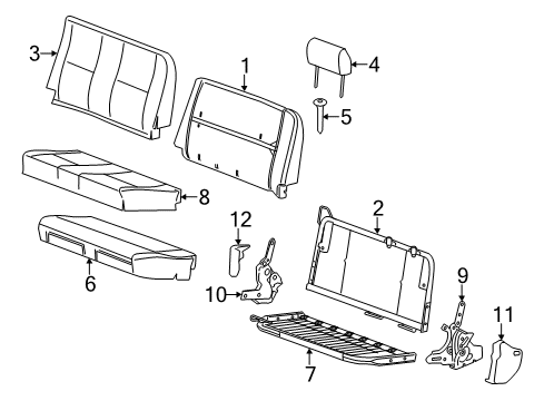 2007 Chevy Silverado 3500 HD Cover, Rear Seat Reclining Inner Finish *Ebony Diagram for 15914834