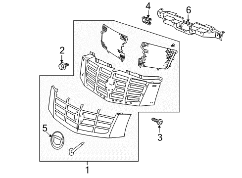 2008 Cadillac Escalade EXT Grille Asm,Front *Blue *Blue Diagram for 19260449