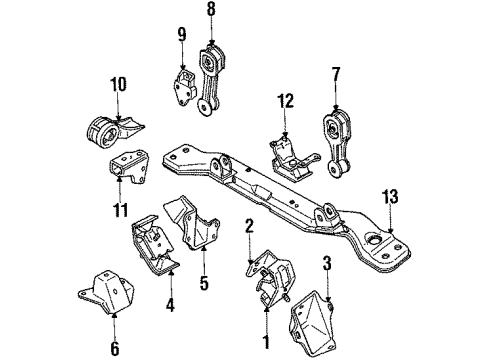 1986 Chevy Sprint Bracket,Engine Mount Frame Side Diagram for 96054533