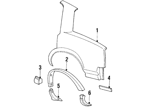 1988 Oldsmobile Cutlass Calais Roof External Panel Emblem Assembly "Calais" Diagram for 20714509