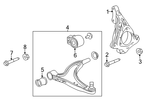 2014 Chevy Impala Front Suspension Components, Lower Control Arm, Stabilizer Bar Diagram