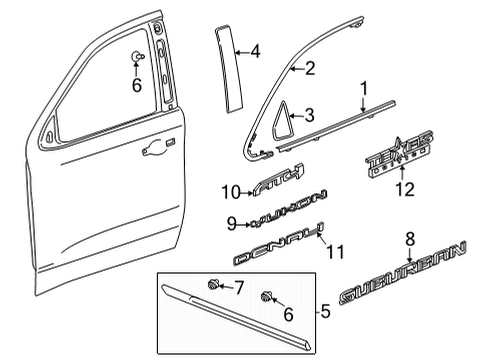 2023 Chevy Suburban Exterior Trim - Front Door Diagram