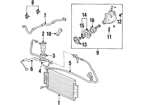 1997 Oldsmobile Cutlass A/C Condenser, Compressor & Lines Diagram